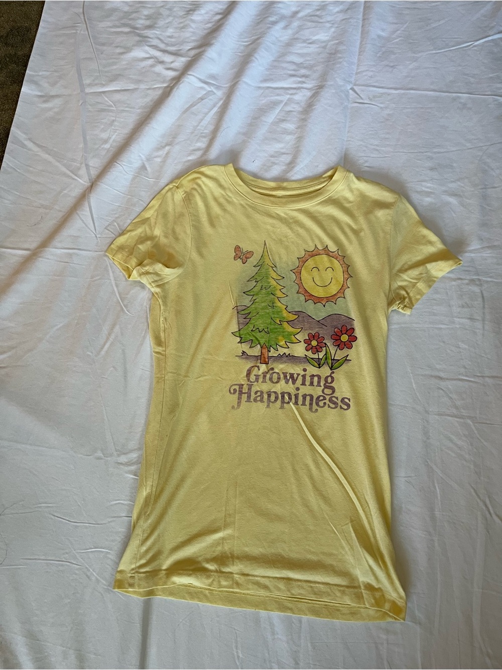 Aeropostale Yellow 'Growing Happiness' Graphic Tee